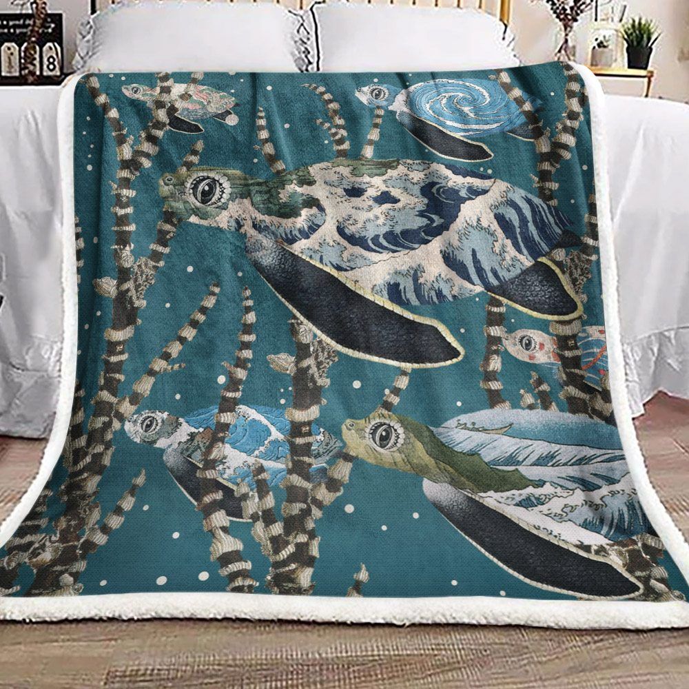Turtle Sherpa Fleece Blanket