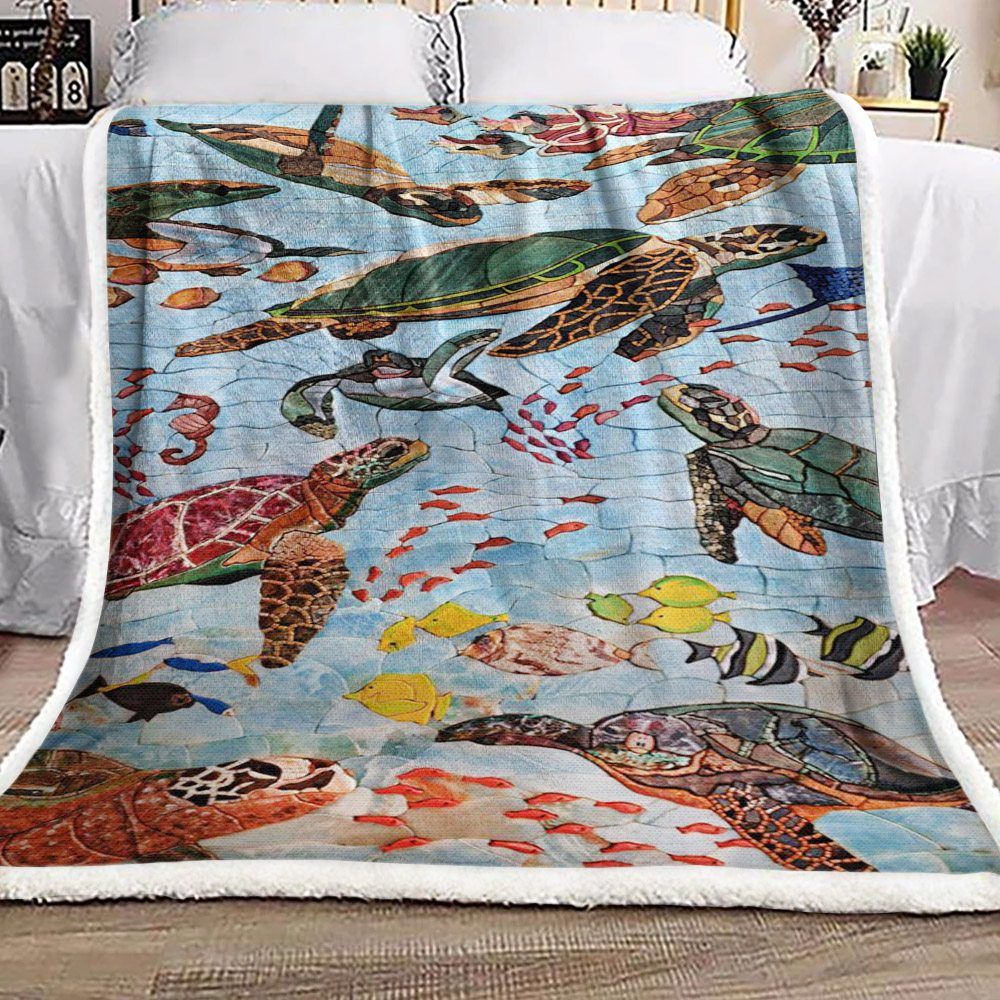 Turtle Sherpa Fleece Blanket