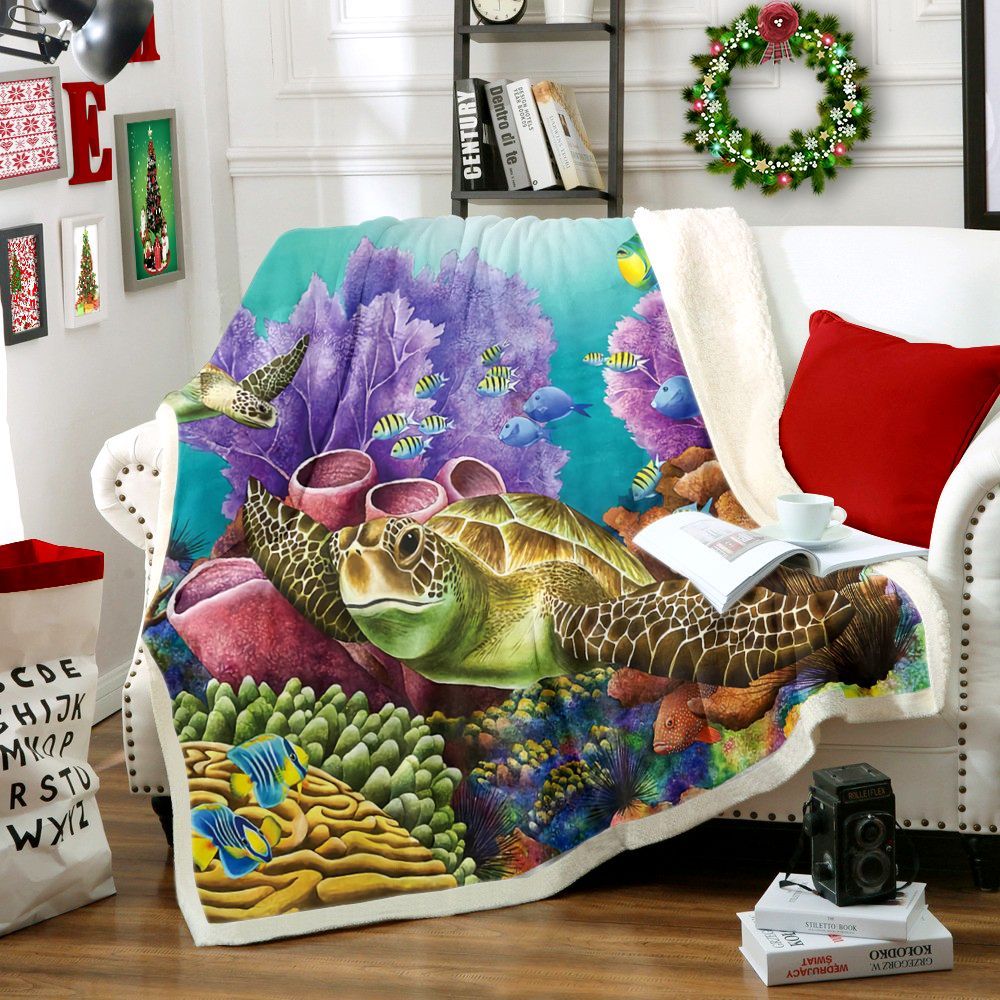 Turtle Sherpa Fleece Blanket
