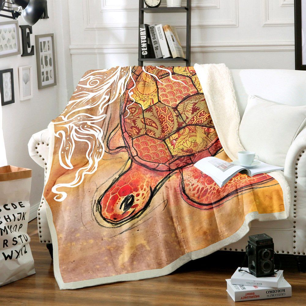 Turtle Sherpa Fleece Blanket