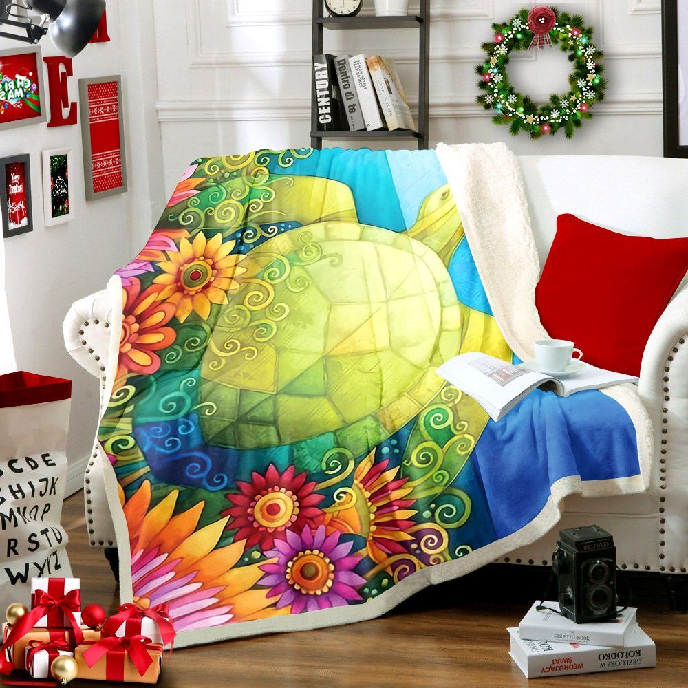 Turtle Sherpa Fleece Blanket