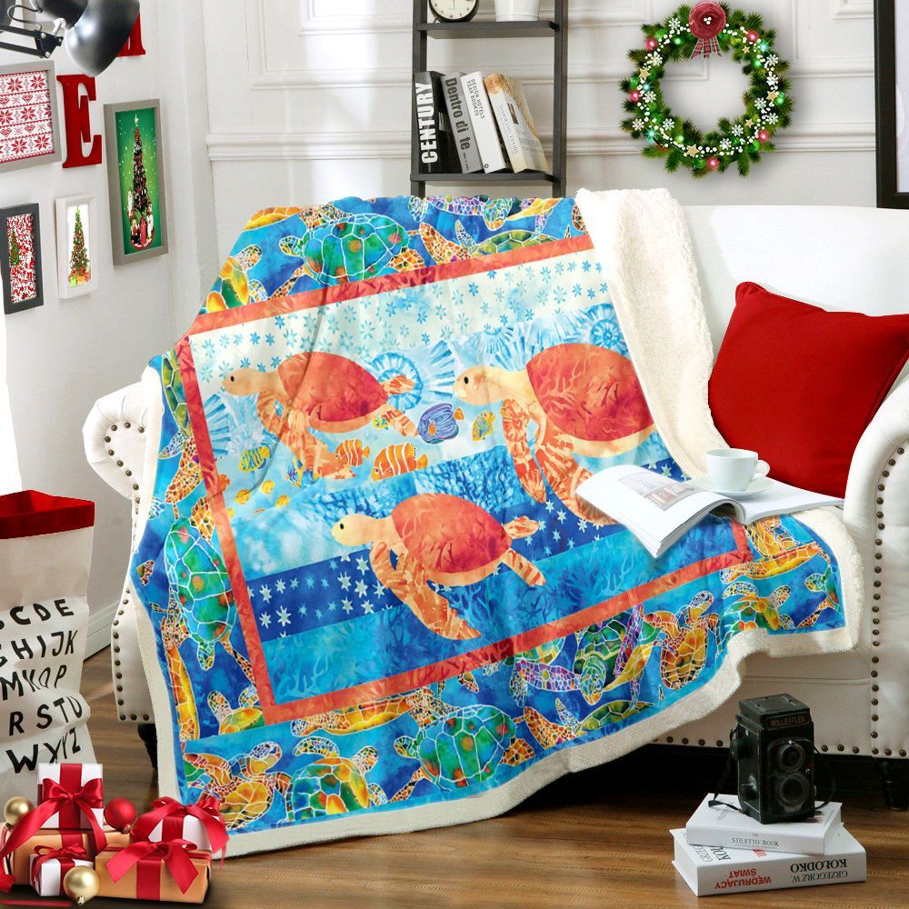 Turtle Sherpa Fleece Blanket