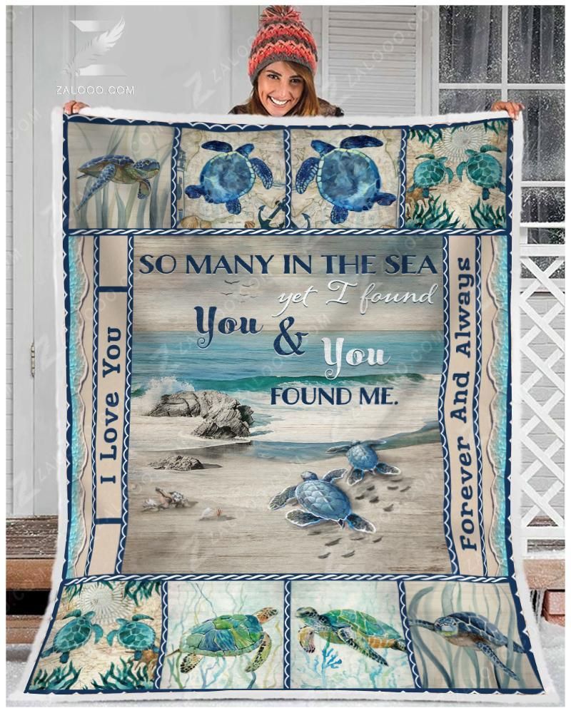 Turtle I Found You And You Found Me Sherpa Fleece Blanket
