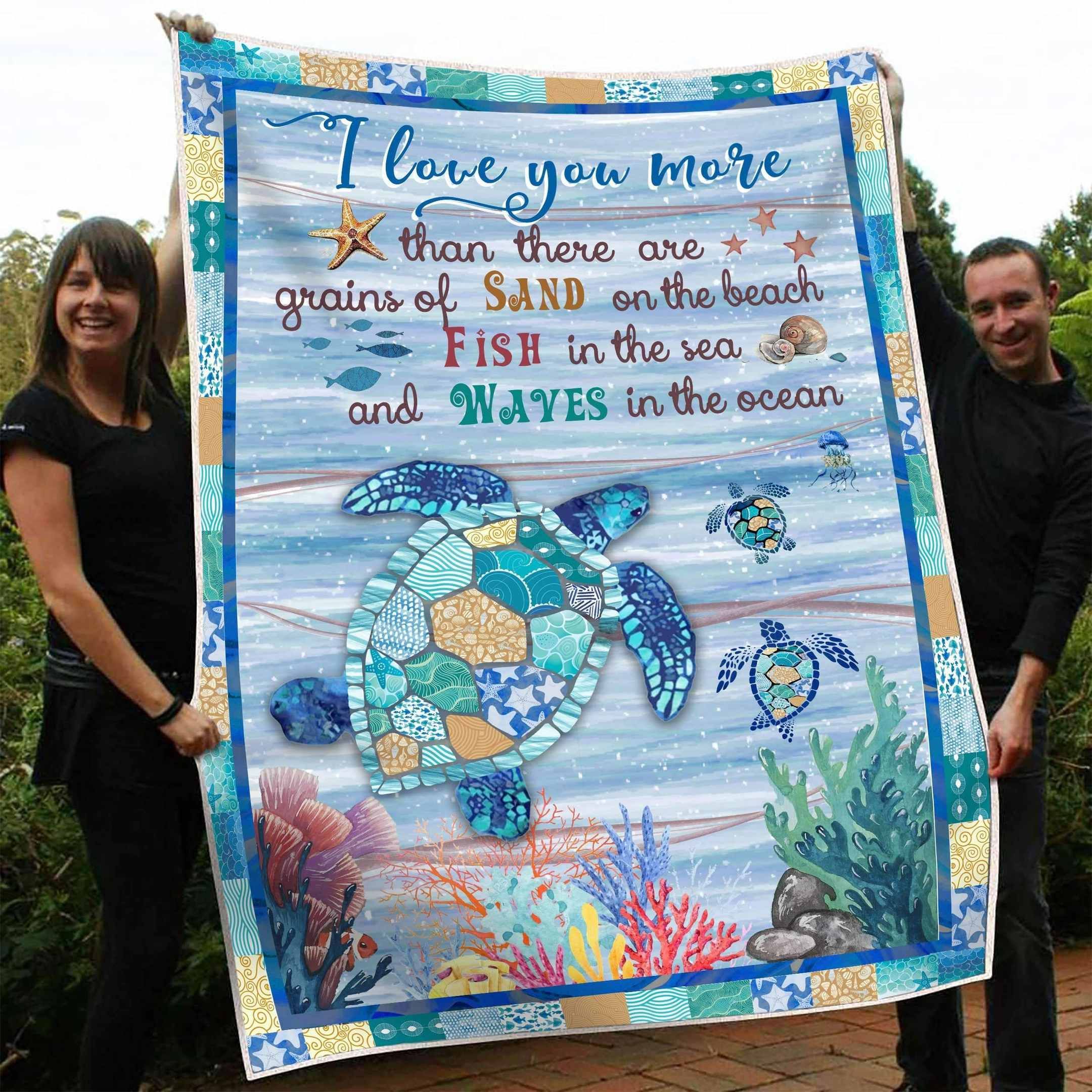 Turtle I Love You More Sherpa Fleece Blanket