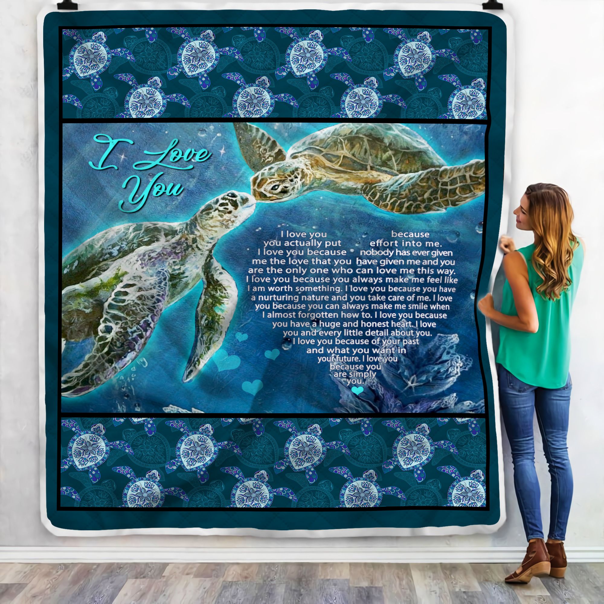 Turtle I Love You Fleece Blanket