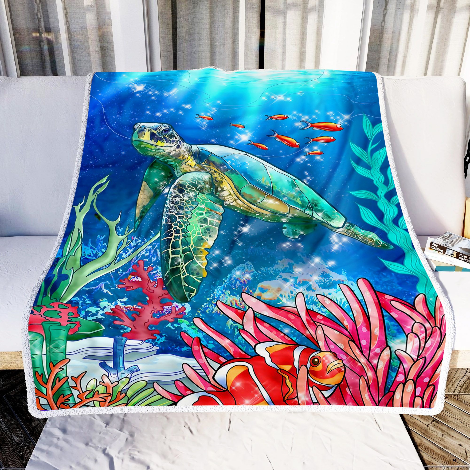 Turtle In Undersea Fleece Blanket