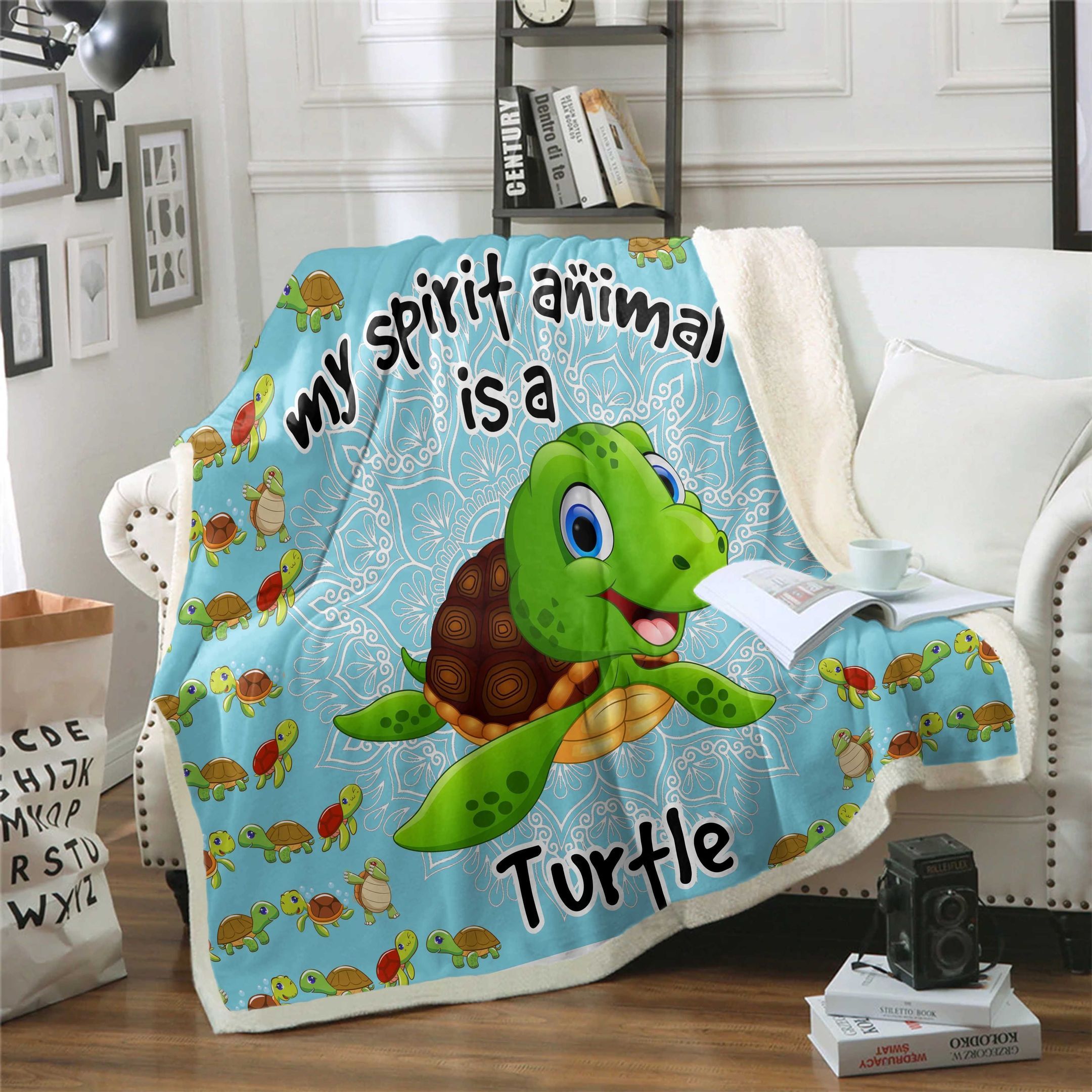 Turtle Is My Spirit Animal Sherpa Fleece Blanket