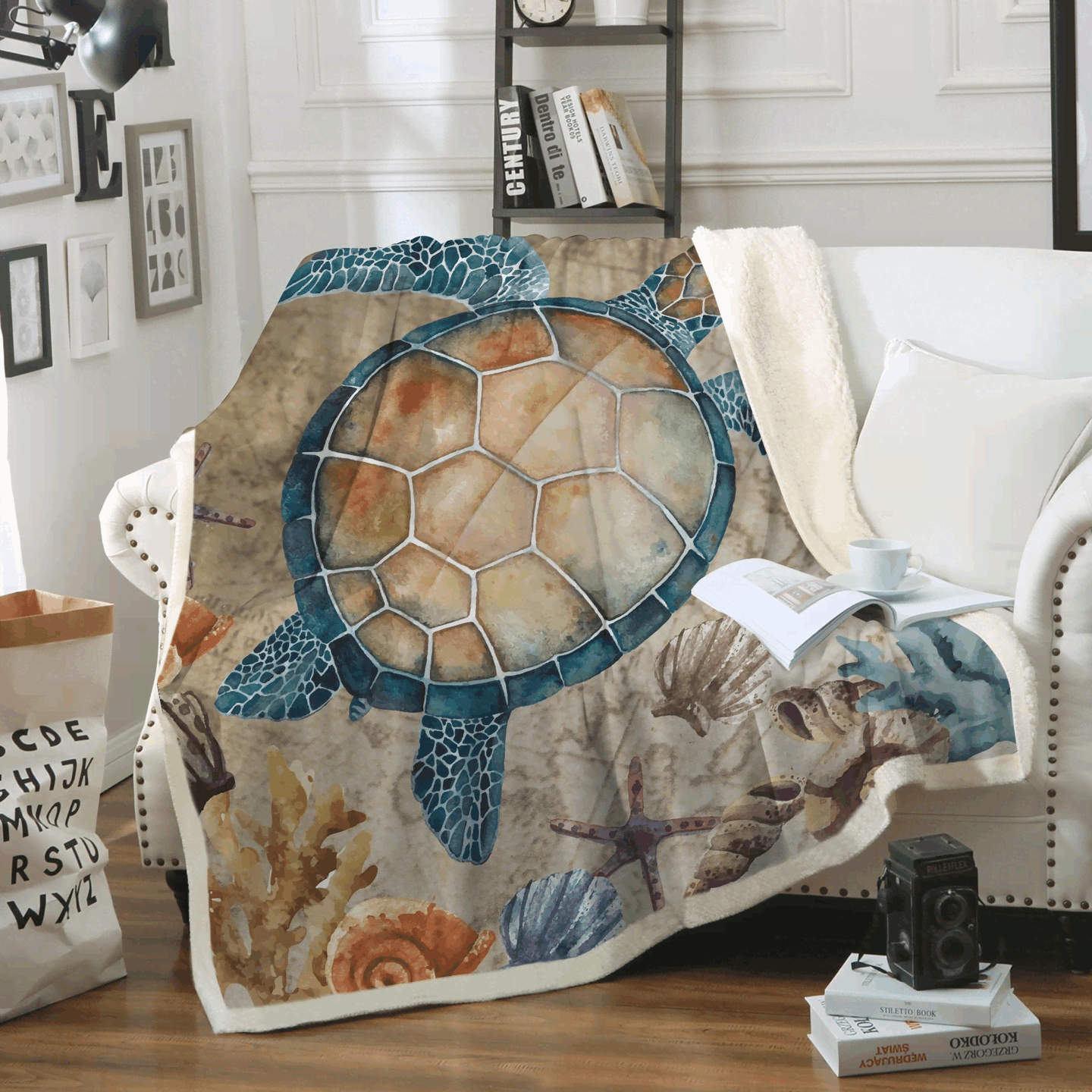 Turtle Island Sherpa Fleece Blanket