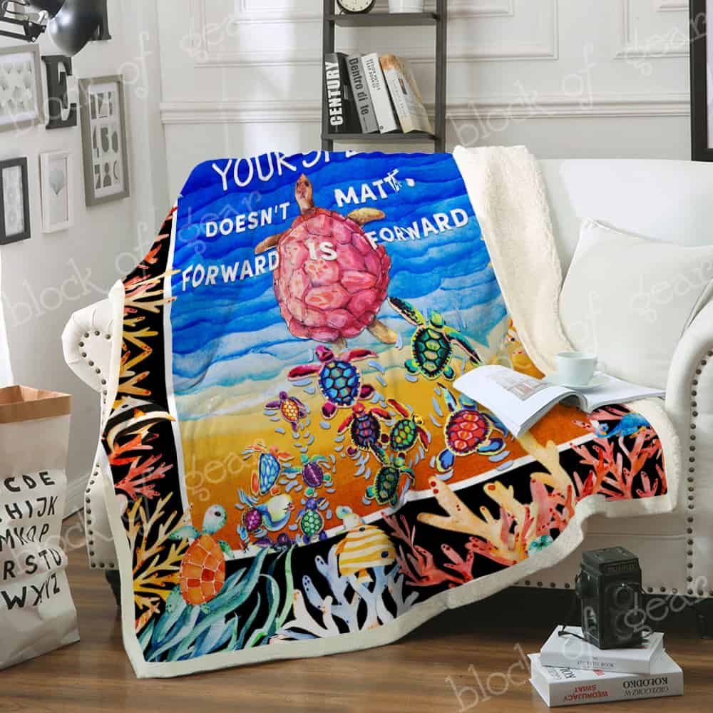 Turtle Journey Your Speed Doesnt Matter Fleece Blanket