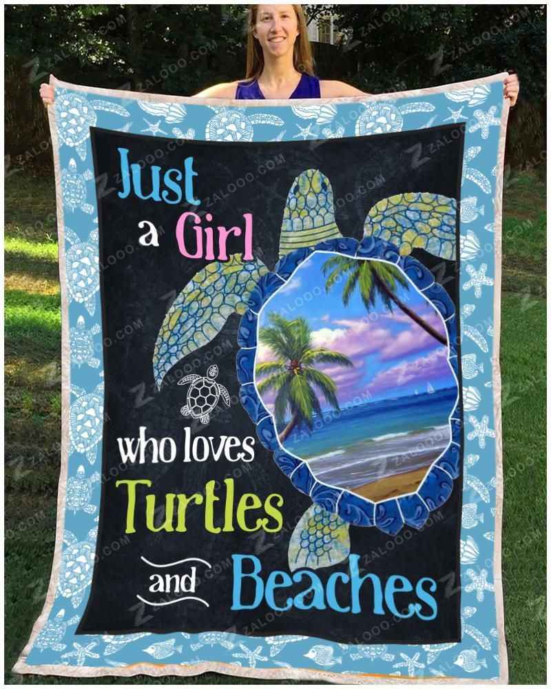 Turtle Just A Girl Who Loves Beaches And Turtles Sherpa Fleece Blanket