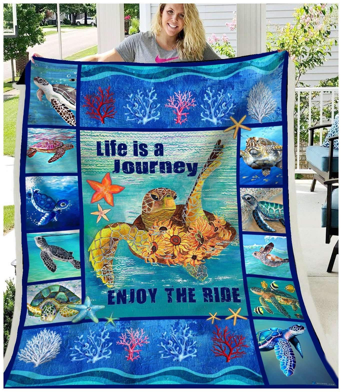 Turtle Life Is A Journey Sherpa Fleece Blanket