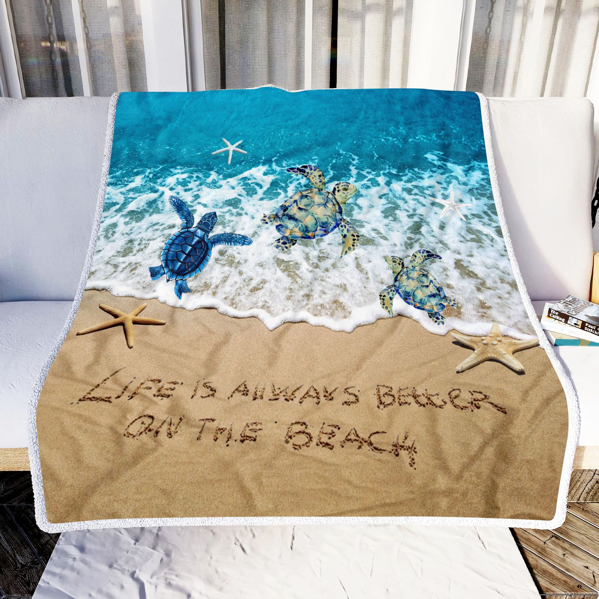 Turtle Life Is Always Better On The Beach Fleece Blanket