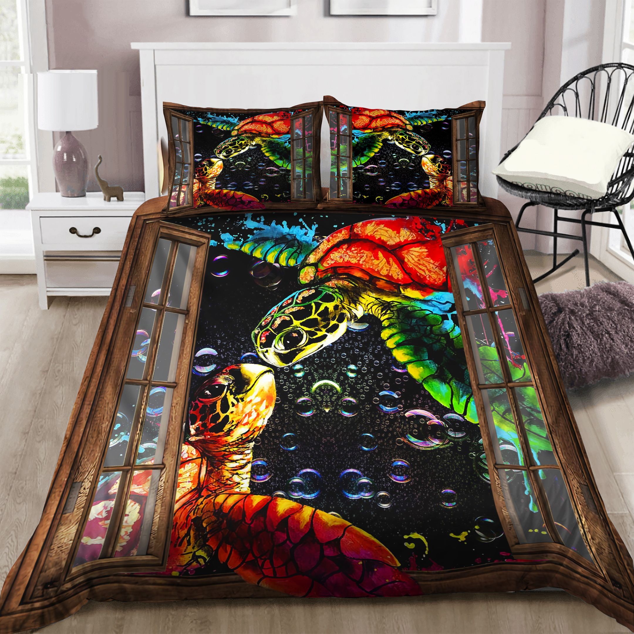Turtle Love Window Bedding Set