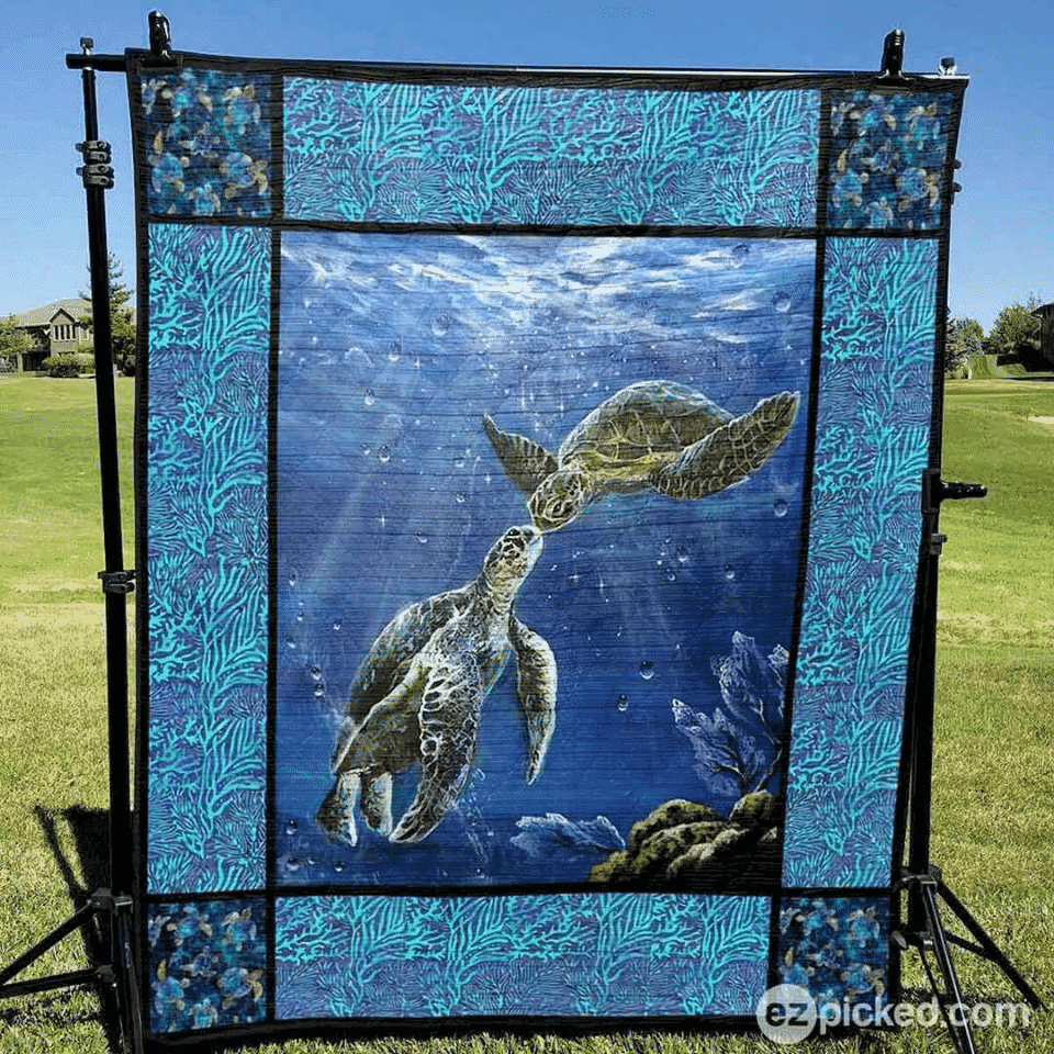 Turtle Ma Love Iz As Big As The Ocean Quilt Blanket Dhc04011558Dd