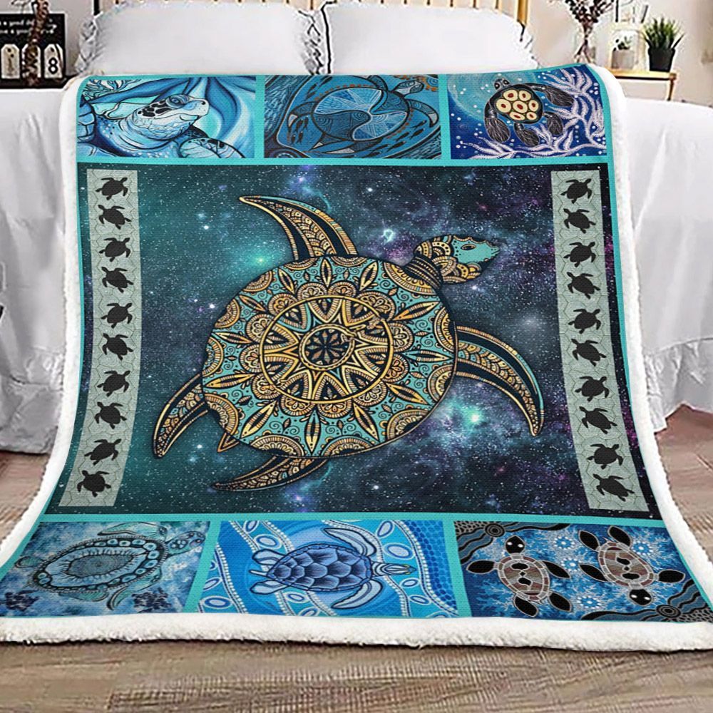 Turtle Mandala Sherpa Fleece Blanket