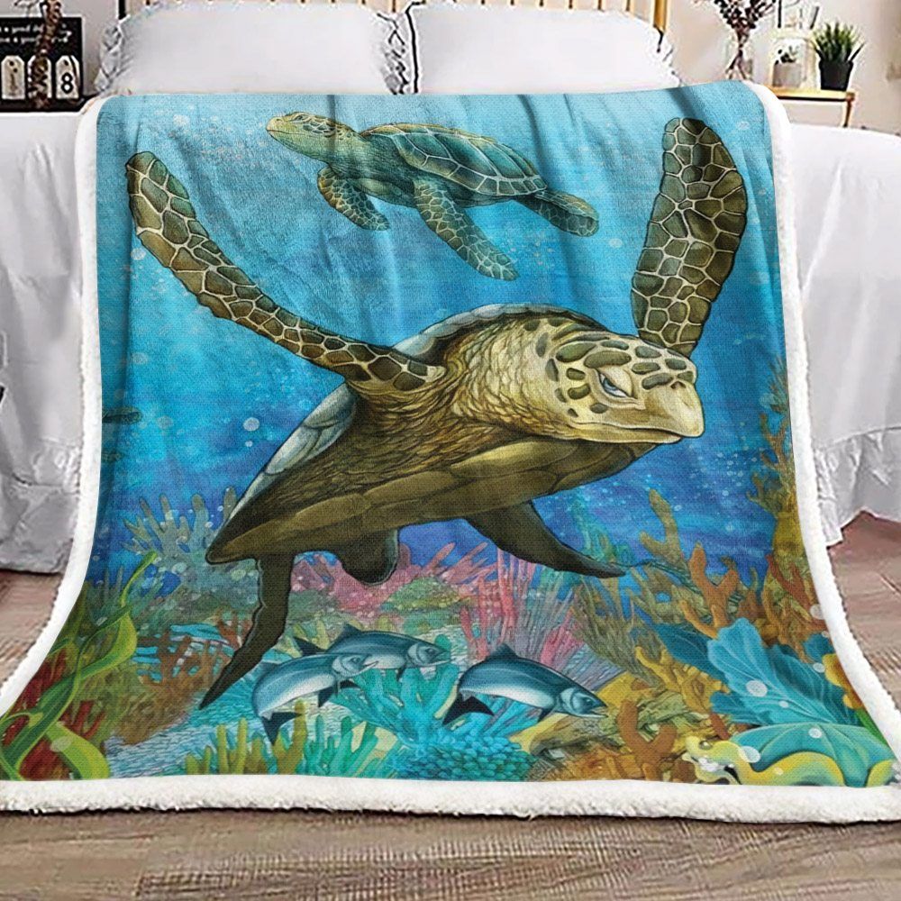 Turtle Sherpa Fleece Blanket
