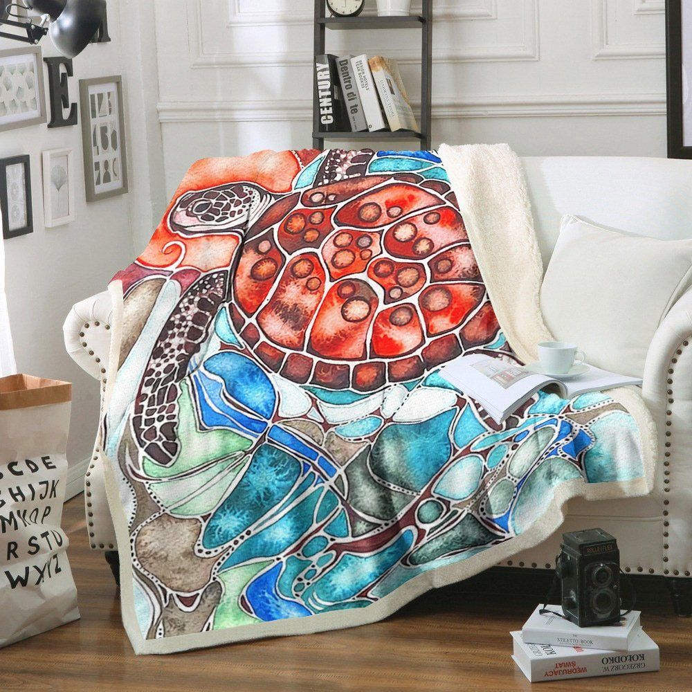 Turtle Sherpa Fleece Blanket