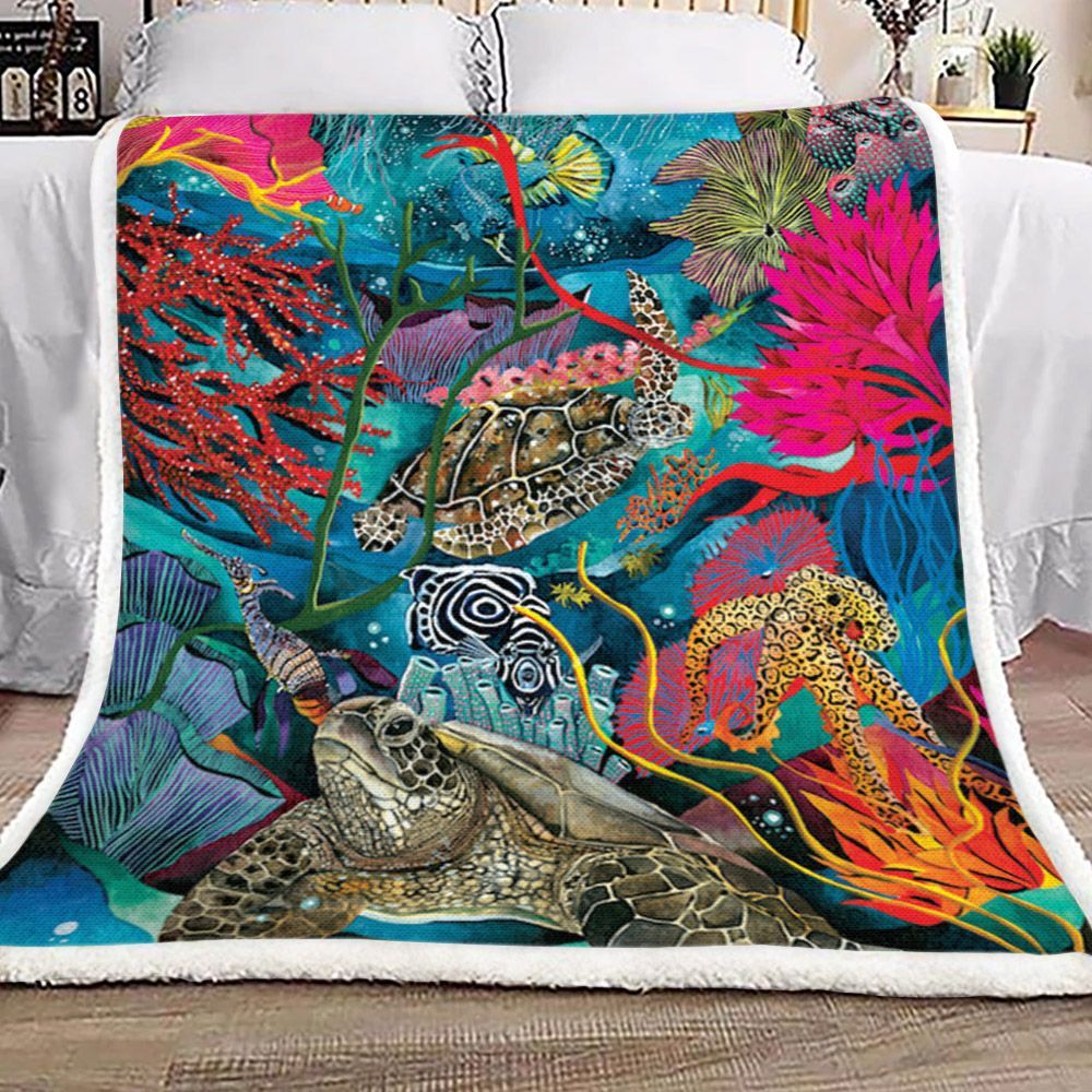 Turtle Sherpa Fleece Blanket