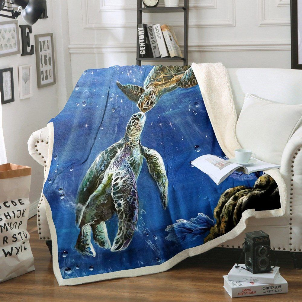Turtle Sherpa Fleece Blanket