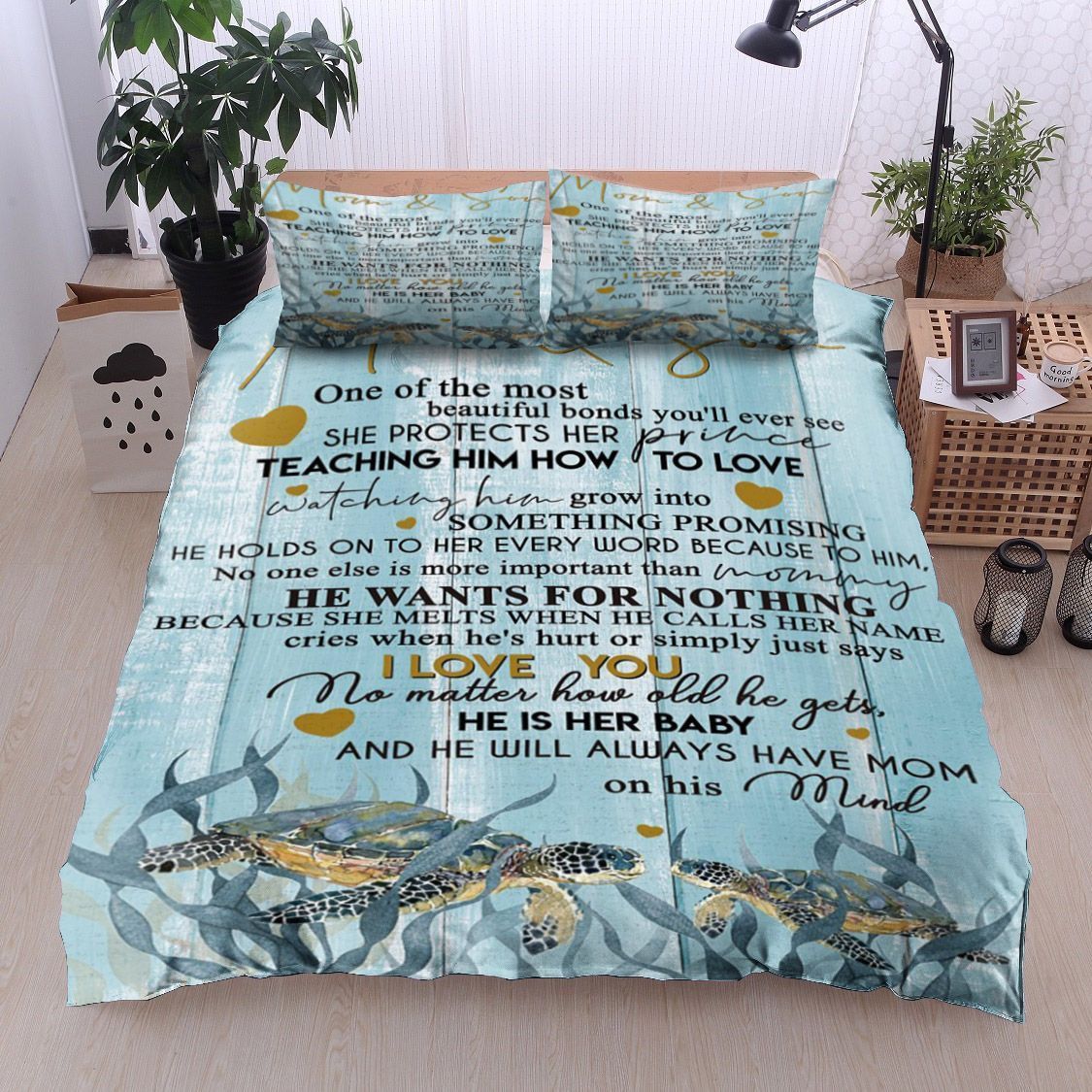 Turtle Mom Son Bedding Set