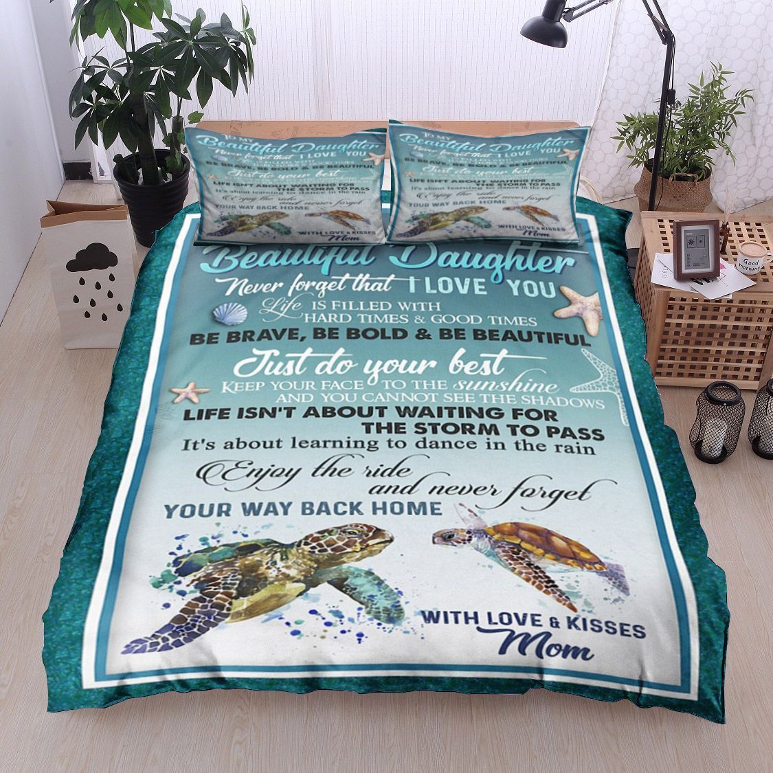 Turtle Mom To Daughter Bedding Set