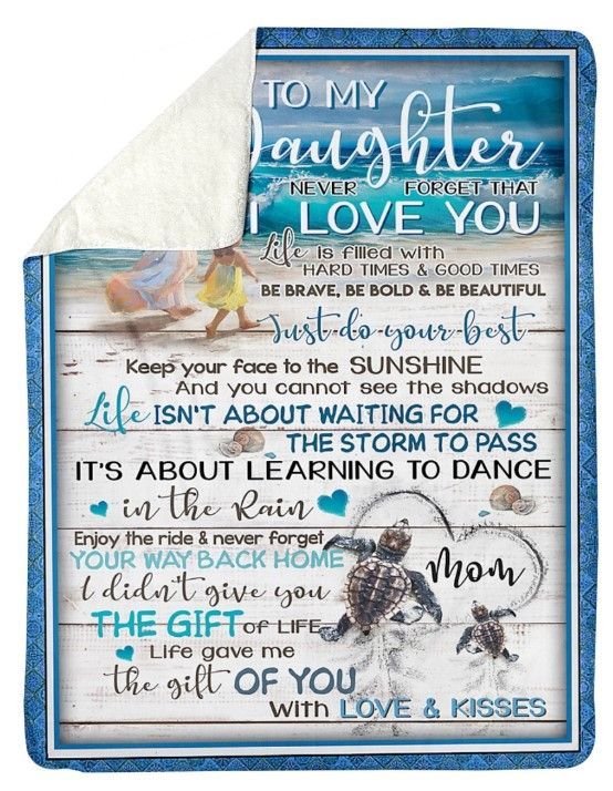 Turtle Mom To Daughter Sherpa Fleece Blanket