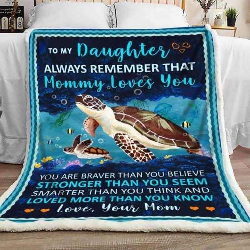 Turtle Mommy Loves You Sherpa Fleece Blanket
