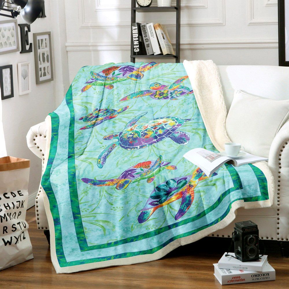 Turtle Sherpa Fleece Blanket