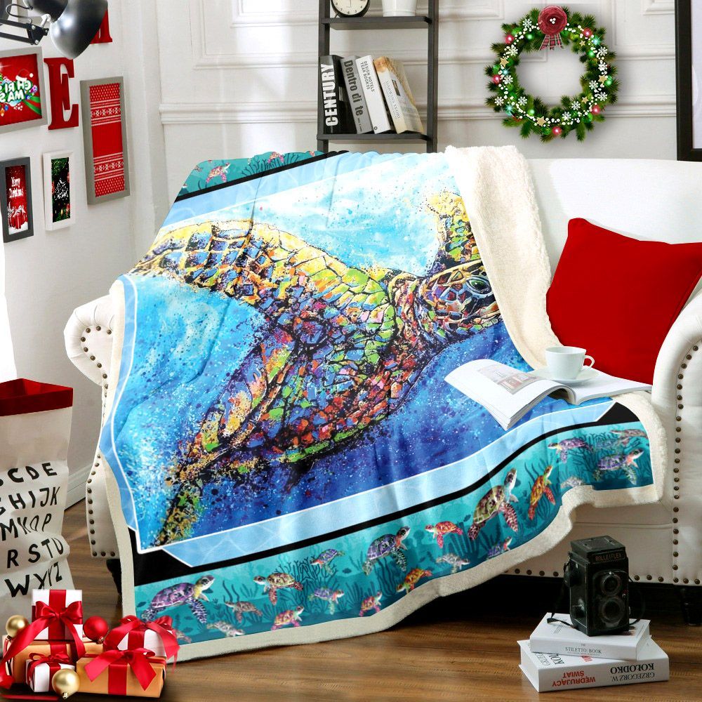 Turtle Sherpa Fleece Blanket