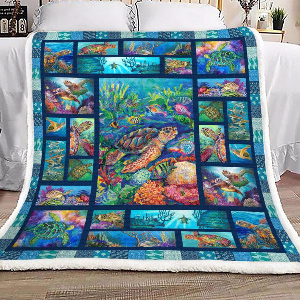 Turtle Sherpa Fleece Blanket