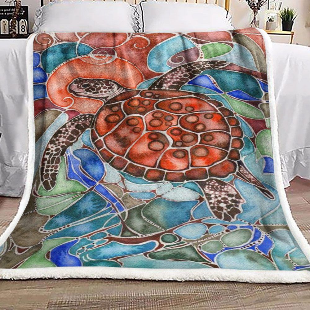 Turtle Sherpa Fleece Blanket