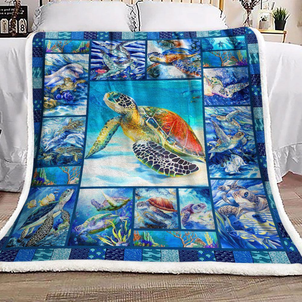 Turtle Sherpa Fleece Blanket