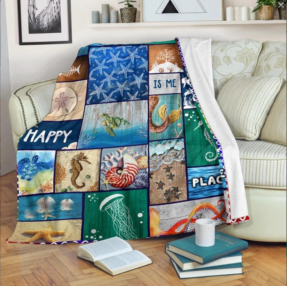 Turtle Ocean Sherpa Fleece Blanket