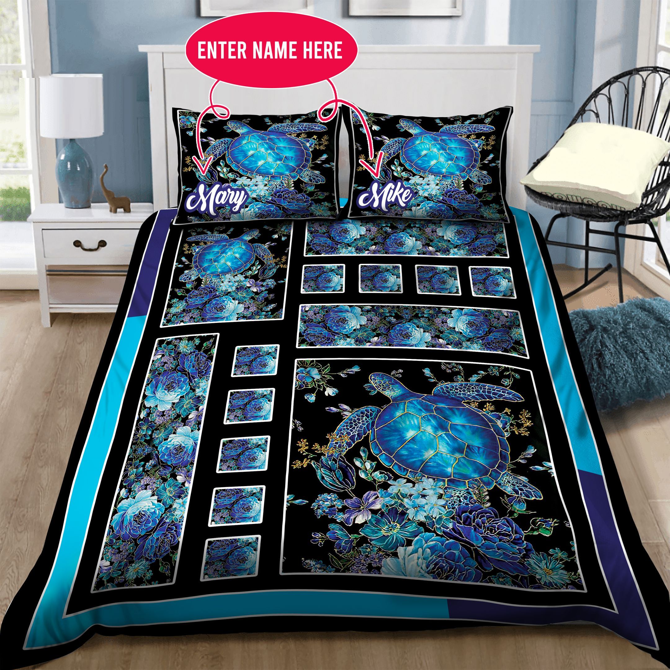 Turtle Personalized  Bedding Set