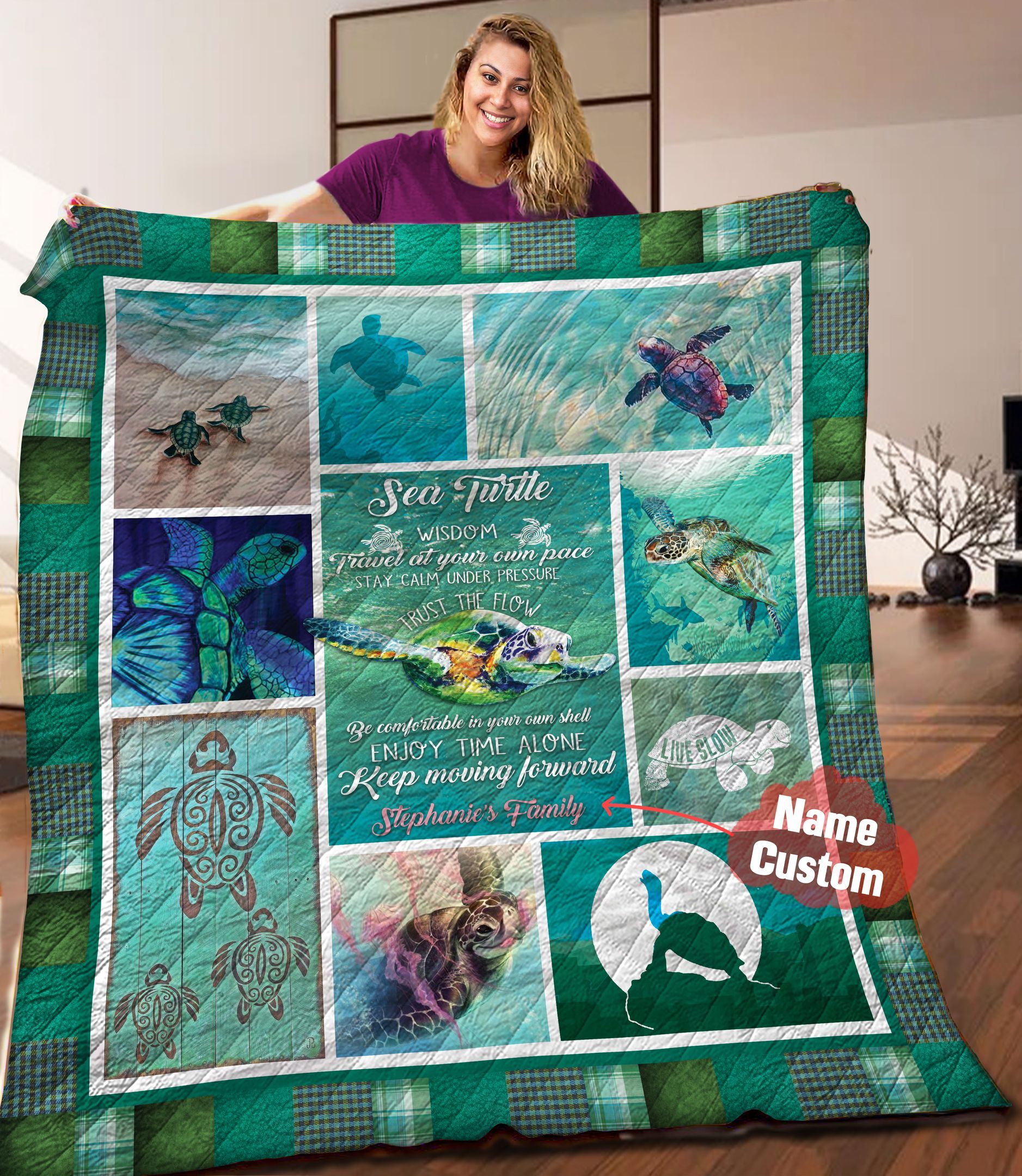 Turtle Personalized Quilt Blanket HHH040604NA