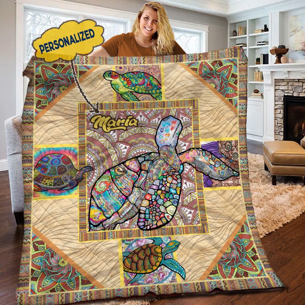 Turtle Personalized Quilt Blanket HHH080608TN