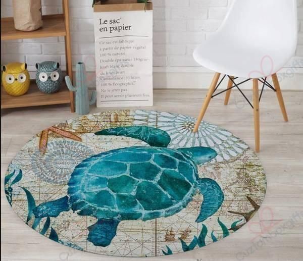 Turtle Rustic Round Carpet