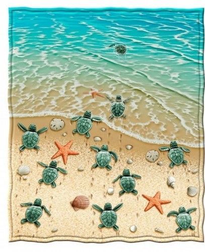 Turtle Seashell Sherpa Fleece Blanket