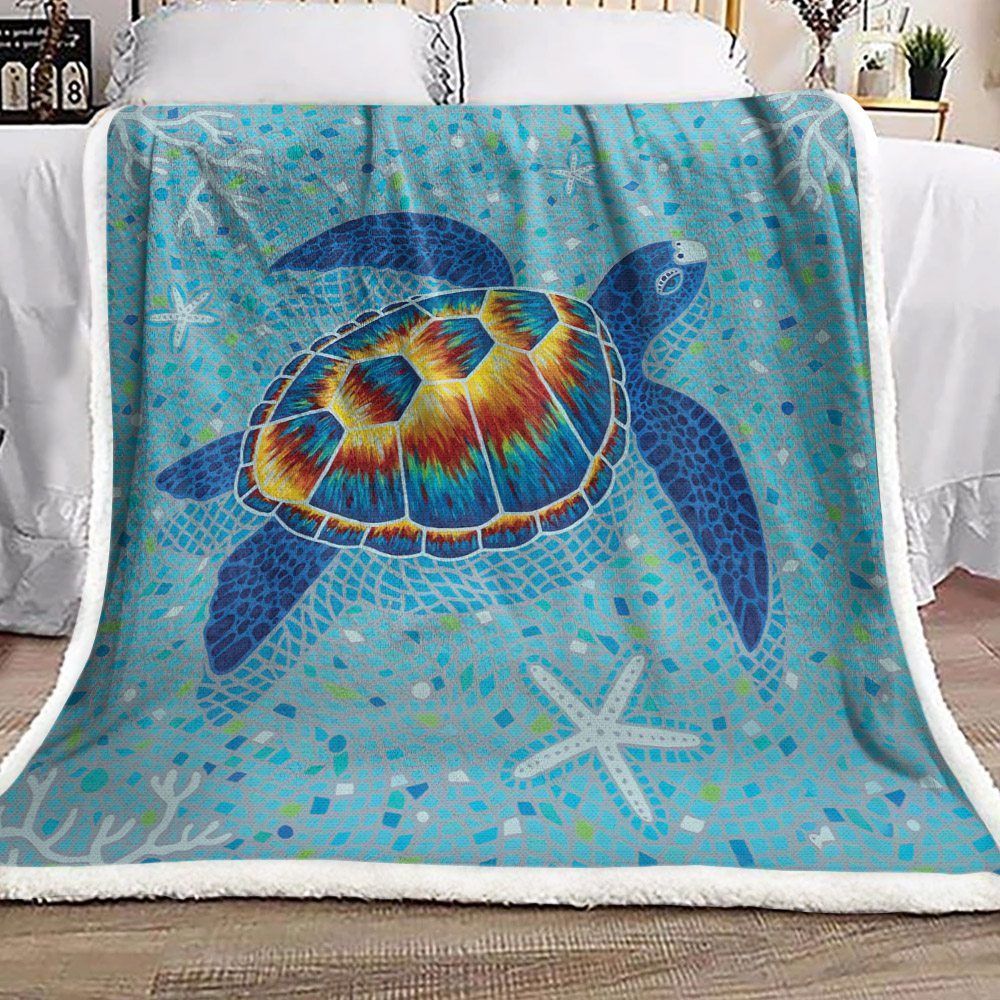 Turtle Starfish Sherpa Fleece Blanket