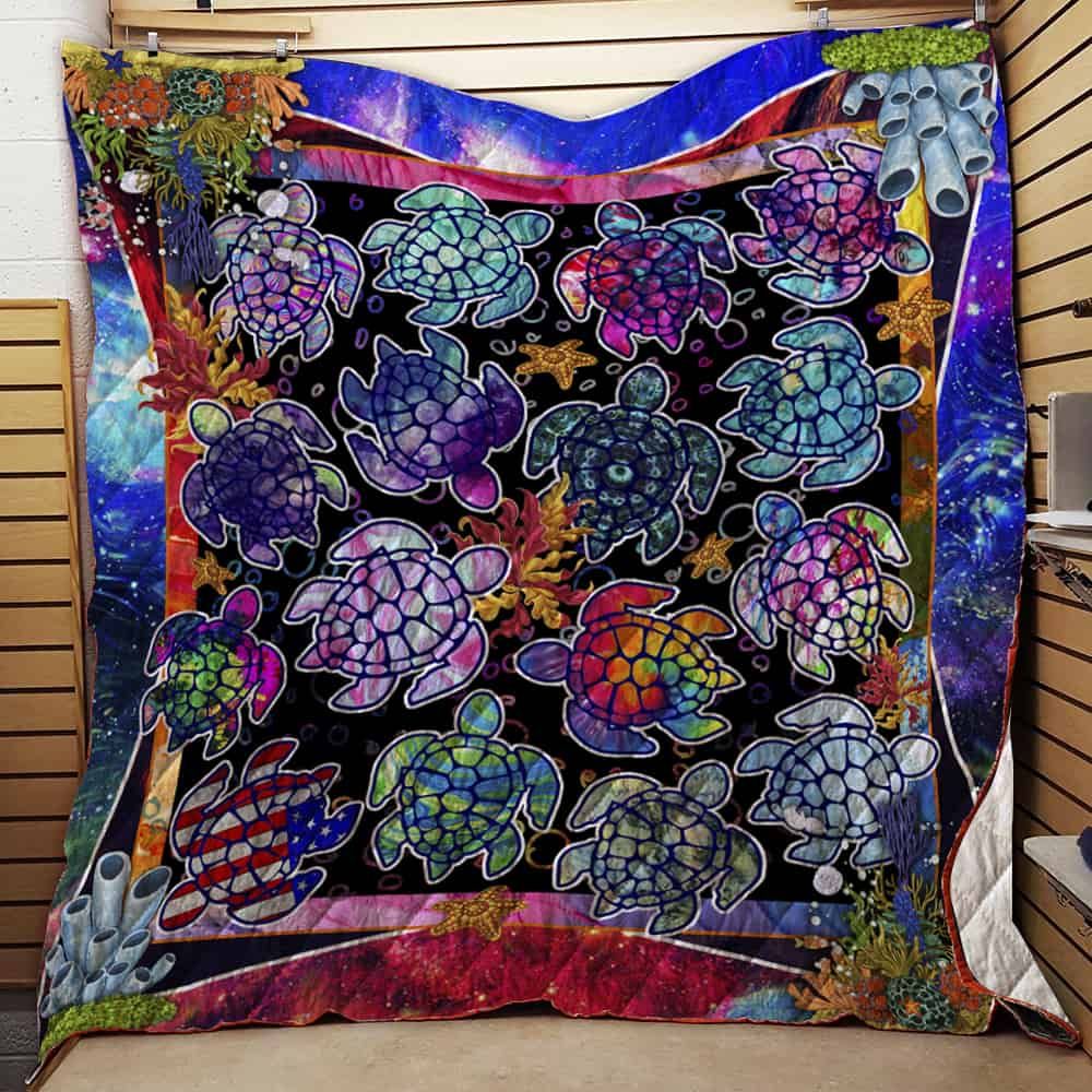 Turtle The Galaxy Ocean Quilt Blanket Dhc04011524Dd