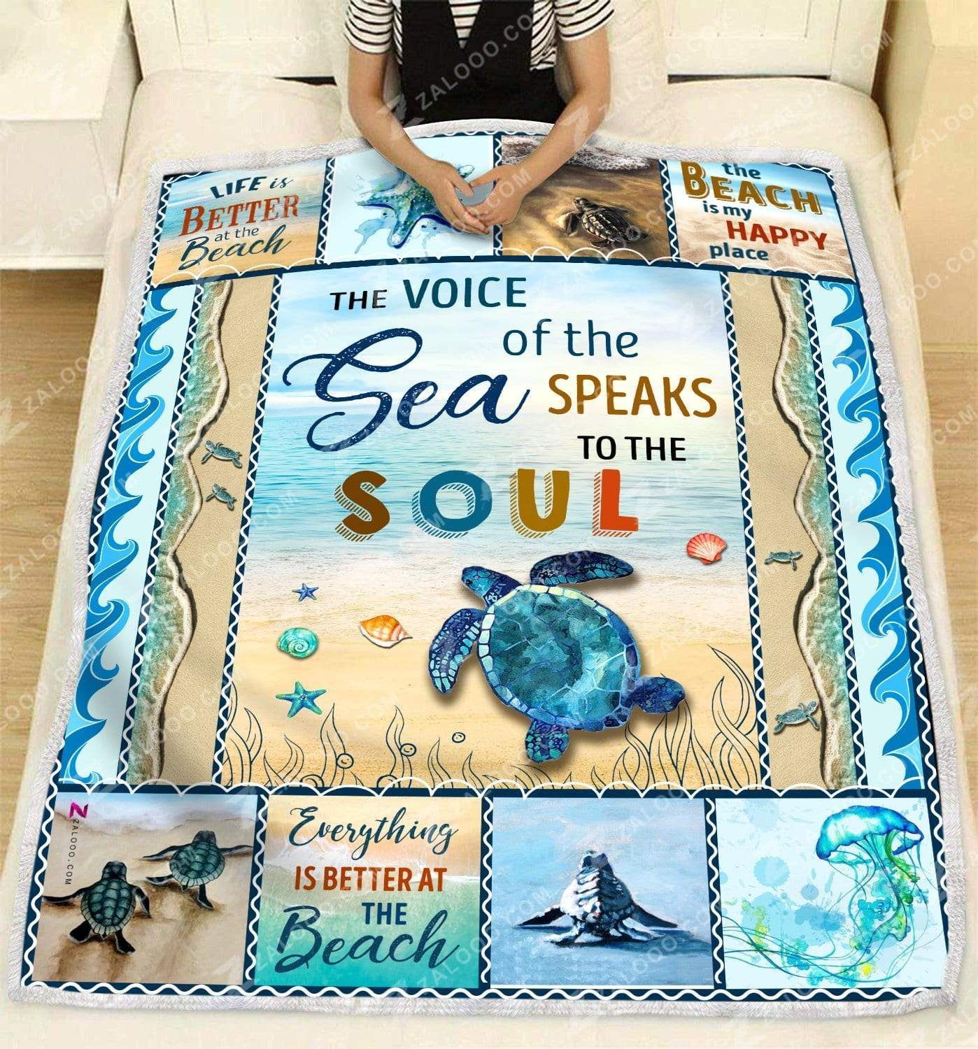 Turtle The Voice Of The Sea Sherpa Fleece Blanket