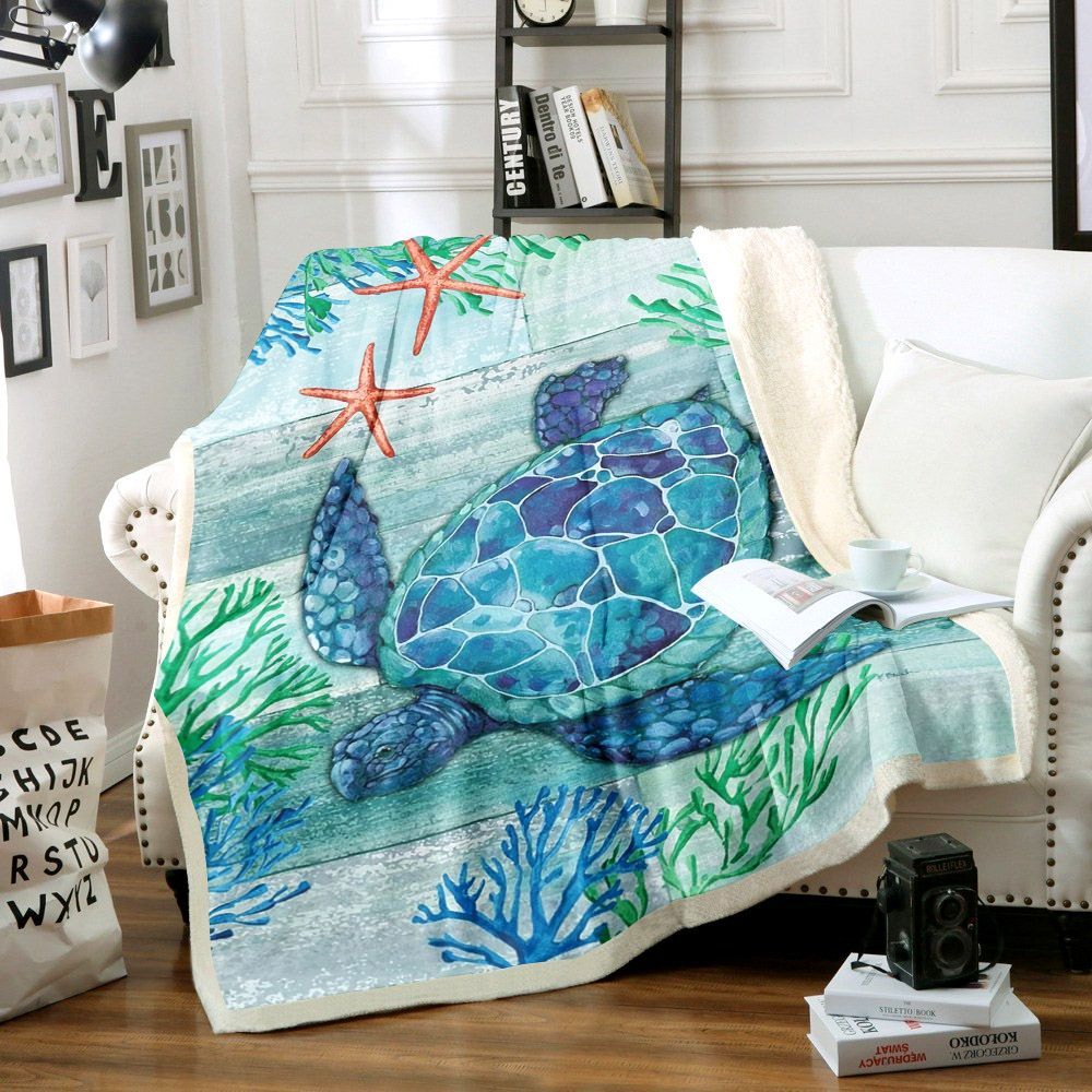 Turtle Sherpa Fleece Blanket