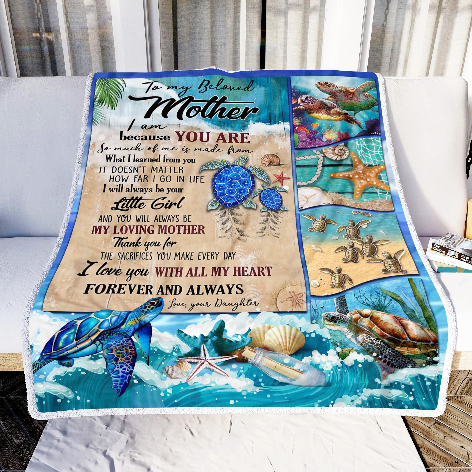 Turtle To My Beloved Mother Fleece Blanket