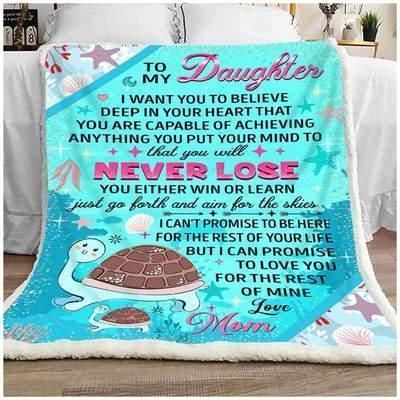 Turtle To My Daughter Sherpa Fleece Blanket