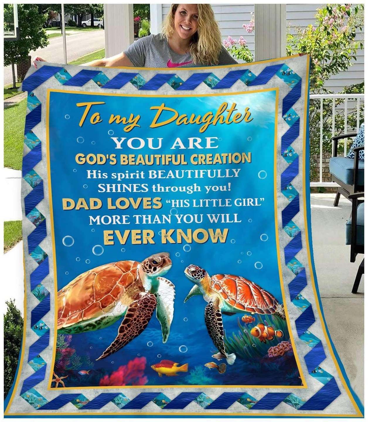 Turtle To My Daughter Sherpa Fleece Blanket