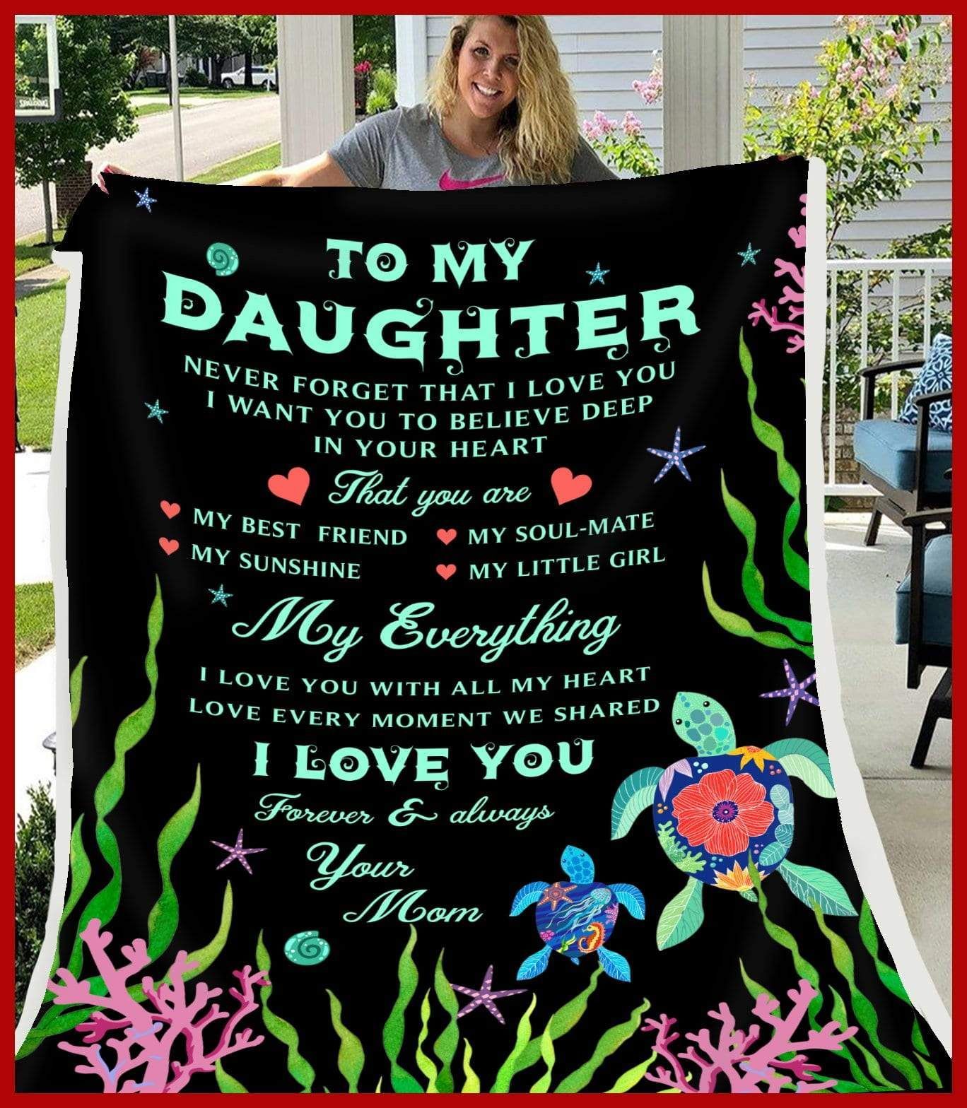 Turtle To My Daughter Fleece Blanket