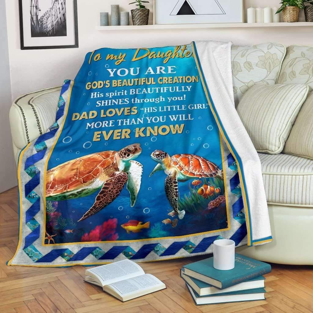 Turtle To My Daughter Fleece Blanket