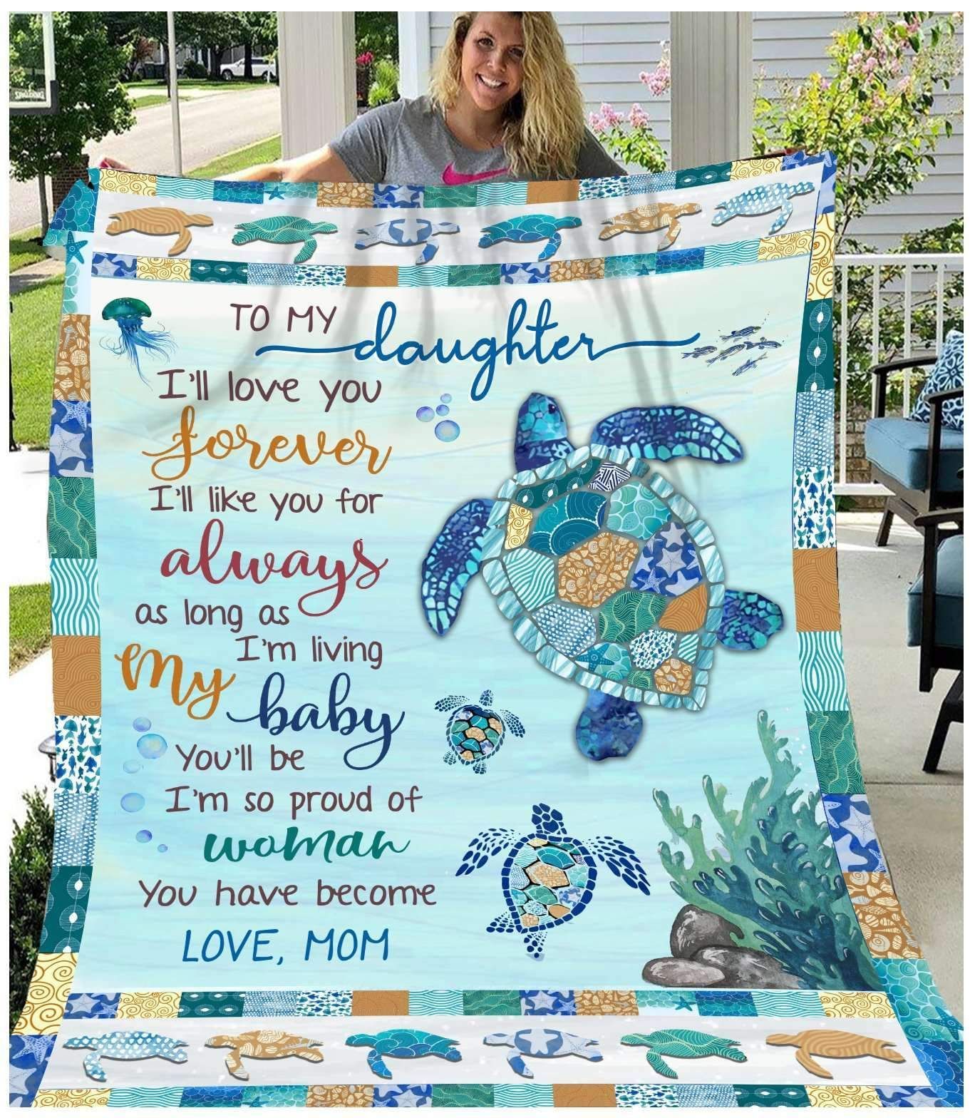 Turtle To My Daughter Fleece Blanket