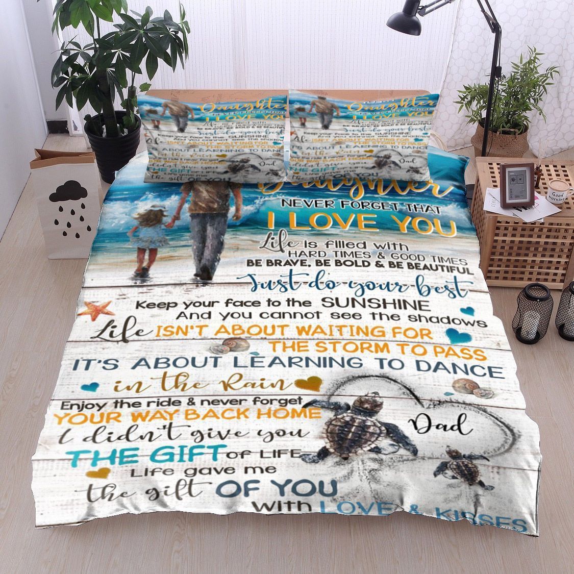 Turtle To My Daughter From Dad Bedding Set
