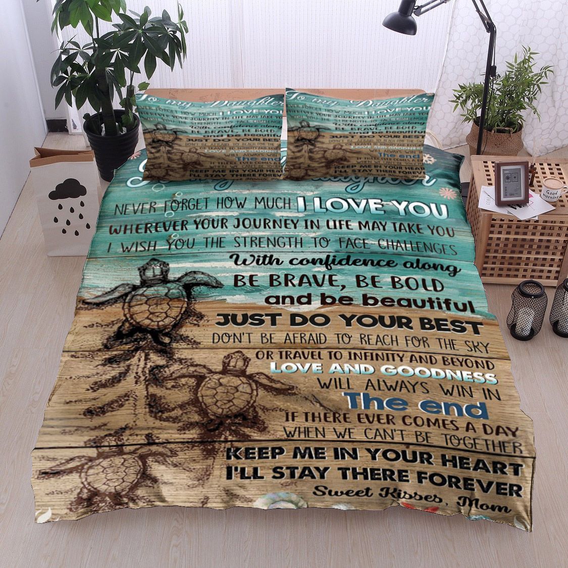 Turtle To My Daughter Kisses Mom Bedding Set